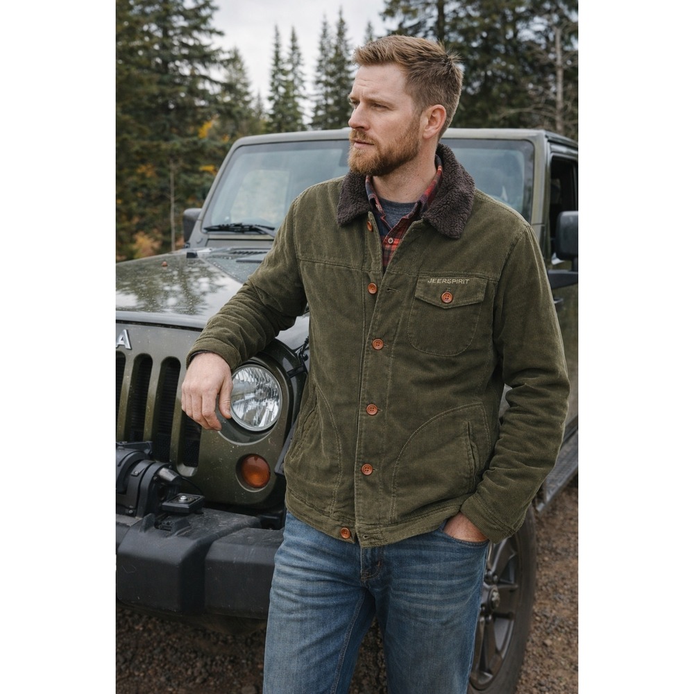 Jeep Spirit‎ Corduroy Sherpa Lined Jacket Men’s 2XL Olive Green Coat